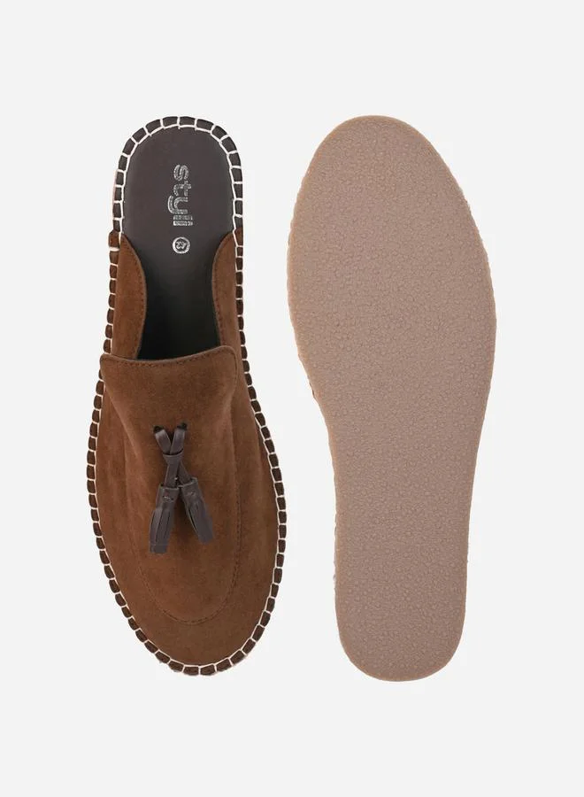Styli Faux Suede Mule Espadrilles with Tassel