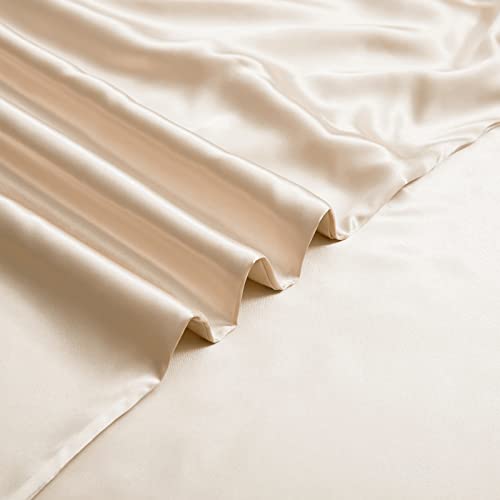 NSGZ 48"x72" Duvet Cover for Weighted Blanket, Silky Soft Satin Weighted Blanket Cover Twin Size Satin Blanket Duvet Cover, Removable Duvet Cover with 8 Ties Secure Fastening, Beige - Image 4