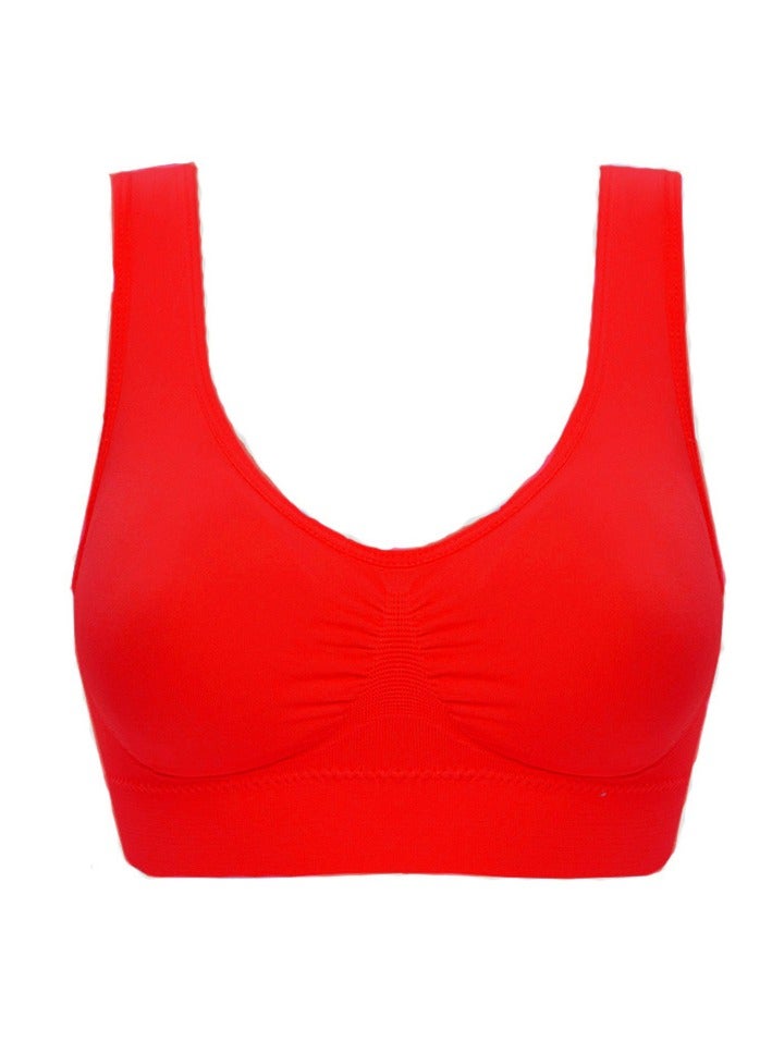 AROAQ Women Sports Bra, Fitness Sports Yoga Bra with Removable Padding, Double-layer Seamless Sports Bra without Rims, Comfortable Soft Bra for Workouts Running Yoga Trainings, (Size 3XL, Big Red) - Image 1