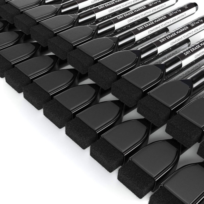 ARTEZA Black Dry Erase Markers with Erasers, Pack of 36, Fine Tip, Magnetic Whiteboard Markers for School - Image 5