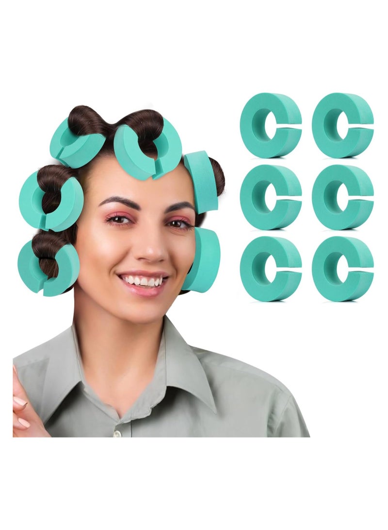 Achieve Heatless Blowouts with 6 PCS Sponge C-Shape Hair Curlers: Reusable Heatless Curlers for Long Hair Green - Image 1
