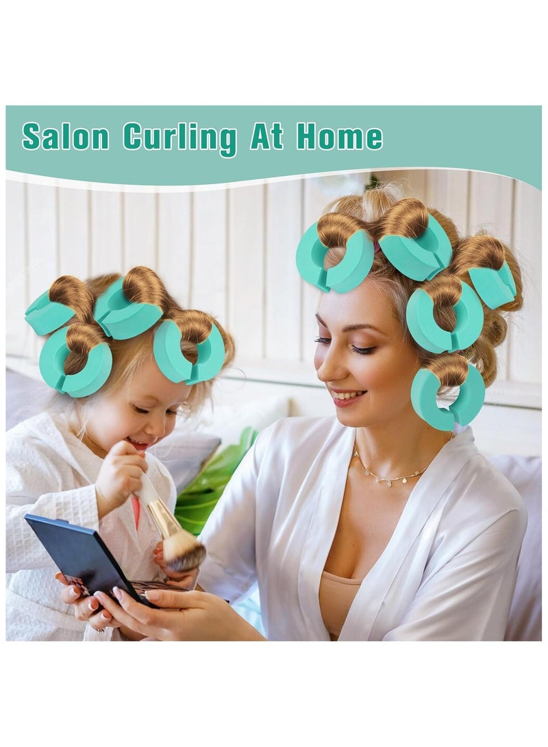 Achieve Heatless Blowouts with 6 PCS Sponge C-Shape Hair Curlers: Reusable Heatless Curlers for Long Hair Green - Image 2