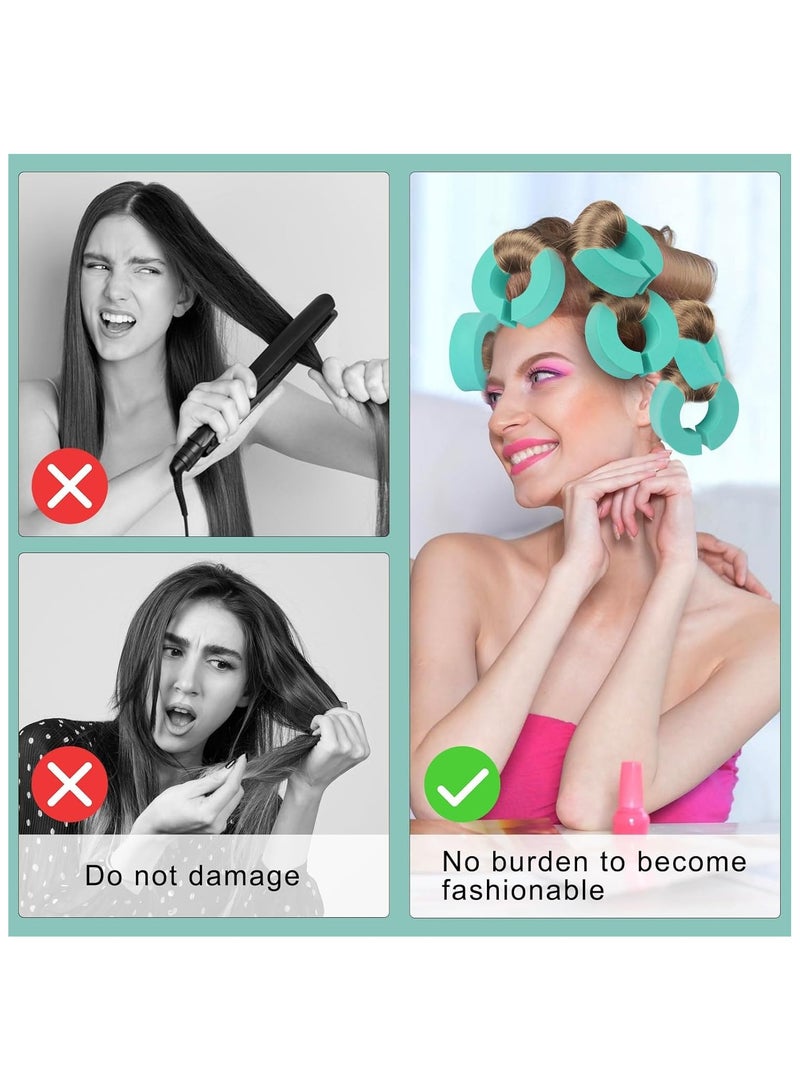 Achieve Heatless Blowouts with 6 PCS Sponge C-Shape Hair Curlers: Reusable Heatless Curlers for Long Hair Green - Image 3