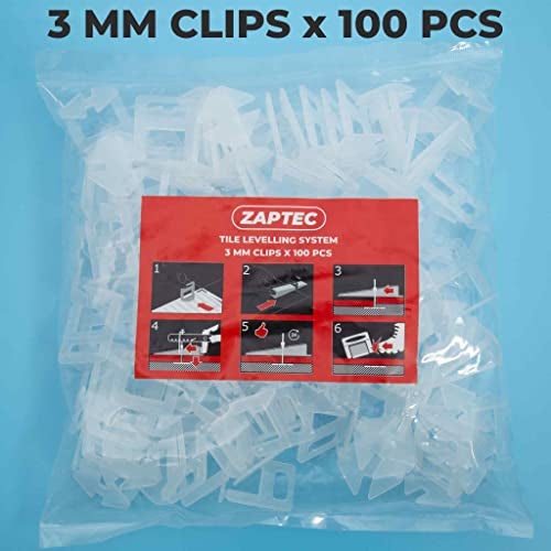 Zaptec Plastic Tile Levelling Spacer Clips 3 MM (100 Pcs) For Removing Lippage Unevenness During Tile Laying In Both Floor & Walls - Image 2