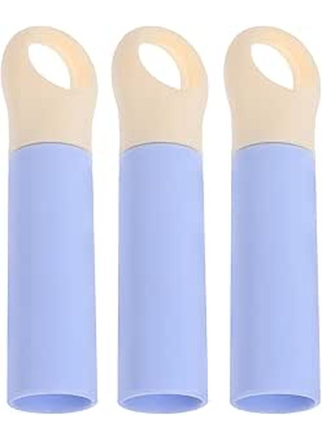 Light Blue Replacement End Caps For 22mm Broom Mop Handle 3 Pack - Image 1