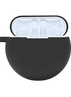 ELTRAZONE Silicone Case Cover for Huawei FreeBuds 3 with Carabiner, Anti-Shock Full Protection, Charging Port Accessibility - Black  - Image 1