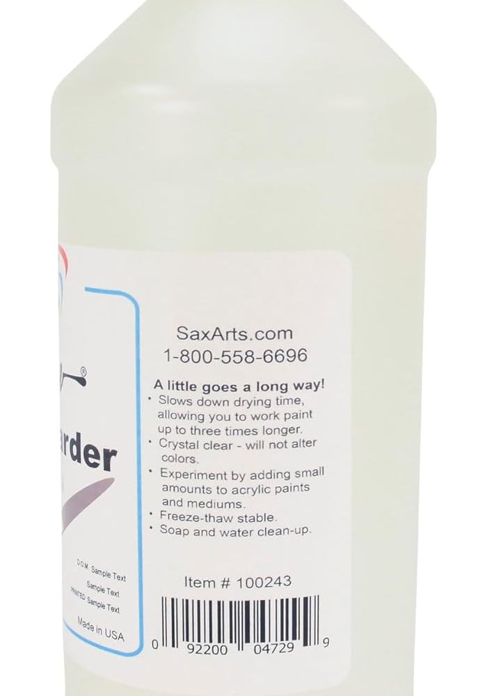 Sax True Flow Acrylic Drying Retarder, 16 fl. oz. (473 ml), Crystal Clear - Image 2