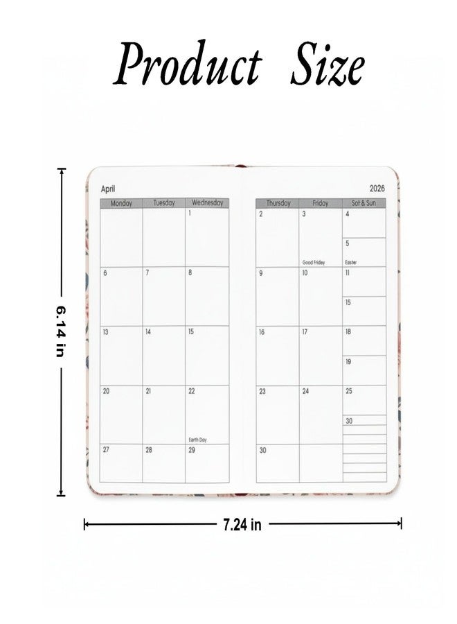 Meisuitd A6 2026 Daily Weekly Monthly Annual Planner with Pink Flower, Small Pocket Planner Notebook Agenda Book For Women - Image 2