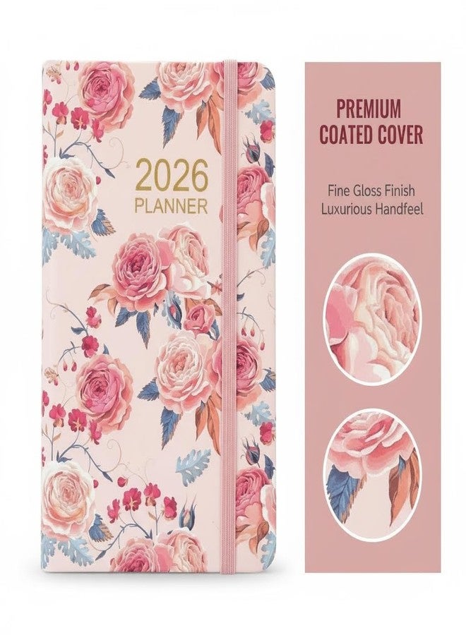 Meisuitd A6 2026 Daily Weekly Monthly Annual Planner with Pink Flower, Small Pocket Planner Notebook Agenda Book For Women - Image 3