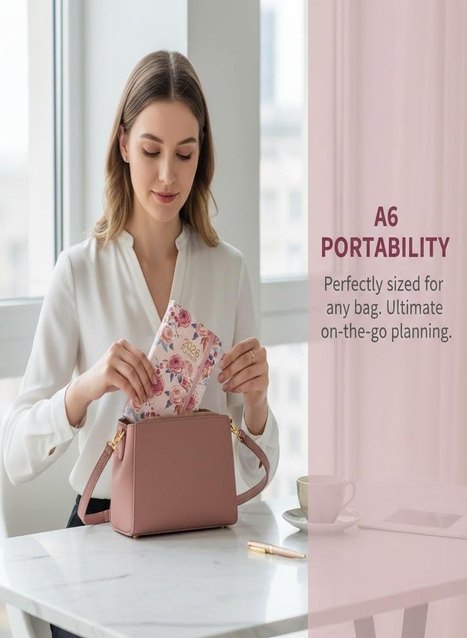 Meisuitd A6 2026 Daily Weekly Monthly Annual Planner with Pink Flower, Small Pocket Planner Notebook Agenda Book For Women - Image 5