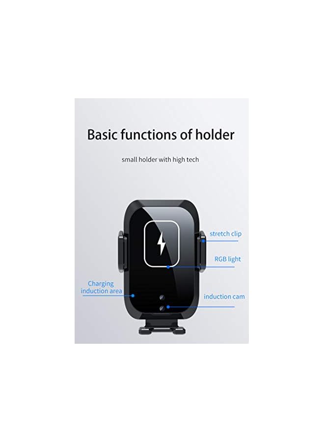 SUPREME Wireless Car Charger, 15W Qi Fast Charging Phone Holder for Car Air Vent and Dashboard/Windscreen, Auto-clamping Car Mount/Cradle Compatible for S22/S21/S20, iPhone 11/12/13/14 series (Black) - Image 5