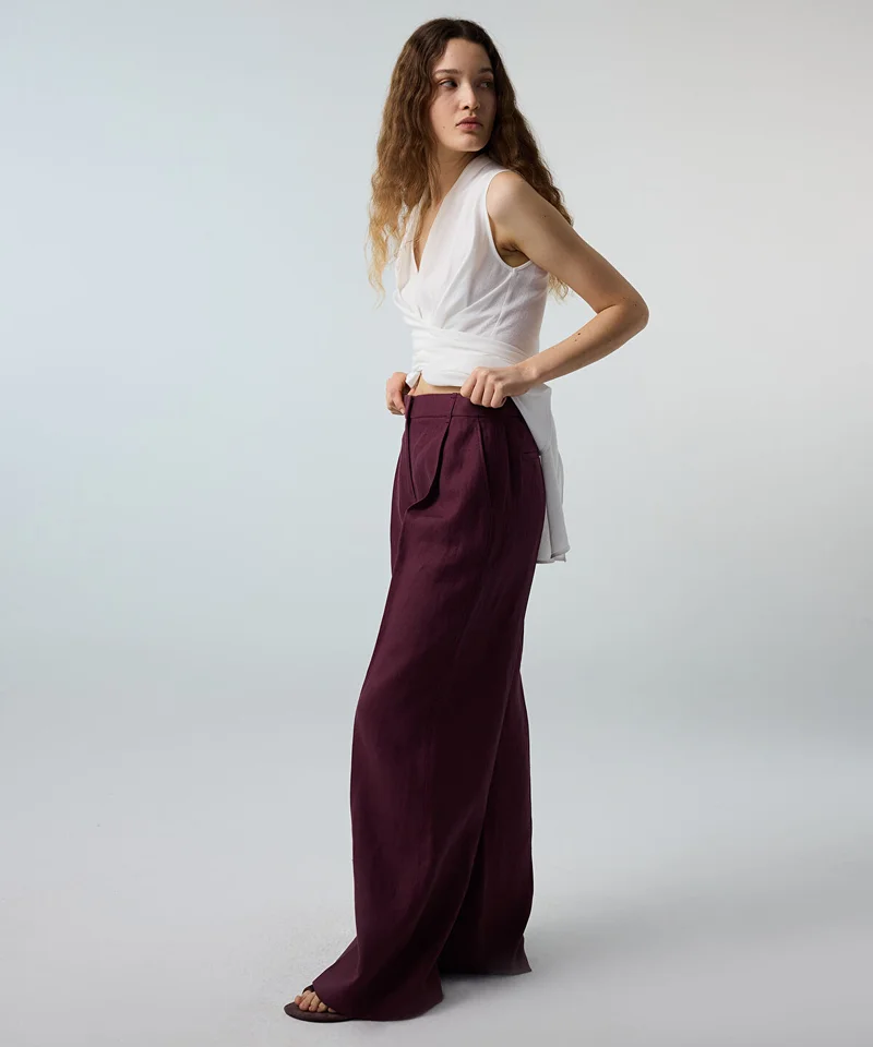 Ipekyol  Belted Wide-Leg Linen Trousers for Women | Best Price UAE