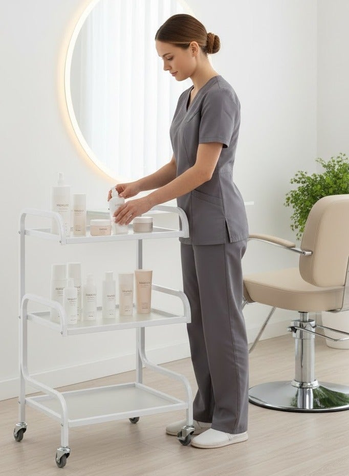 Globalstar Professional Glass Salon Trolley – 3 Shelves for Efficient Salon Storage - Image 2