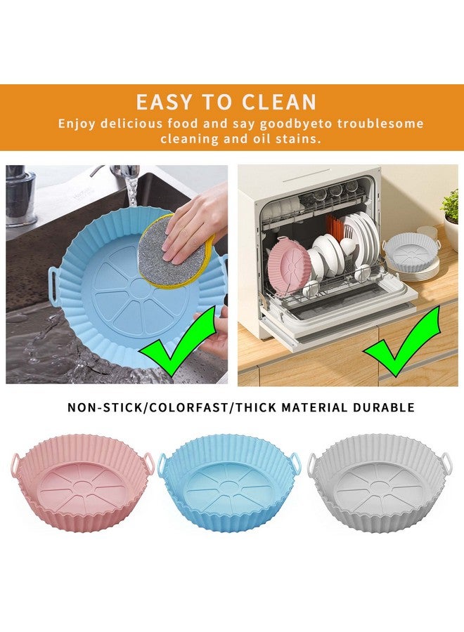 UOUYOO Air Fryer Silicone Pot,3 Pack Air Fryer Silicone Liners Fits 3Qt - 5Qt Air Fryer,Reusable Replacement Of Flammable Parchment Liner Paper Round Non Stick Air Fryers Basket Oven Accessories - Image 5