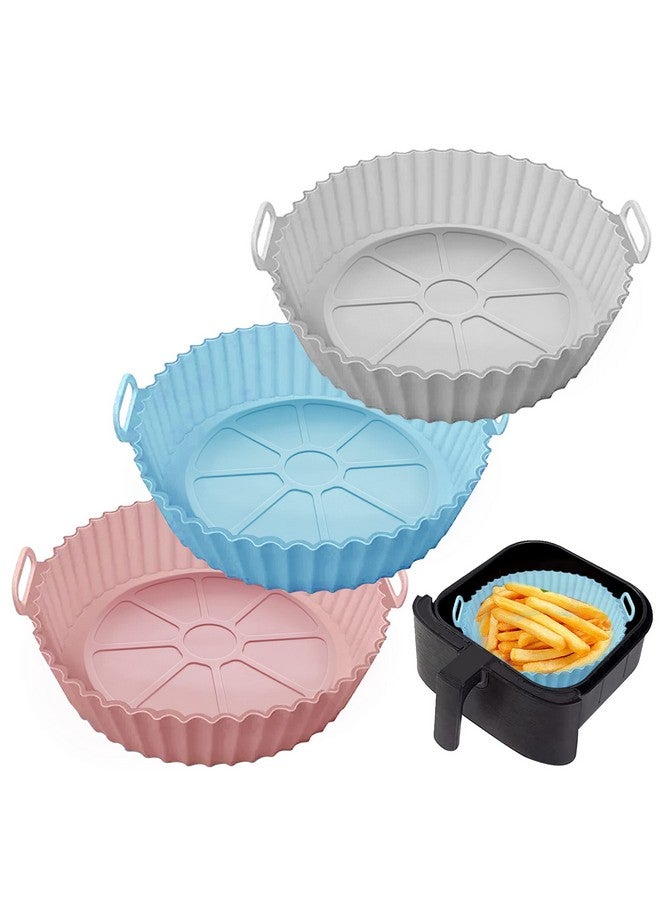 UOUYOO Air Fryer Silicone Pot,3 Pack Air Fryer Silicone Liners Fits 3Qt - 5Qt Air Fryer,Reusable Replacement Of Flammable Parchment Liner Paper Round Non Stick Air Fryers Basket Oven Accessories - Image 1