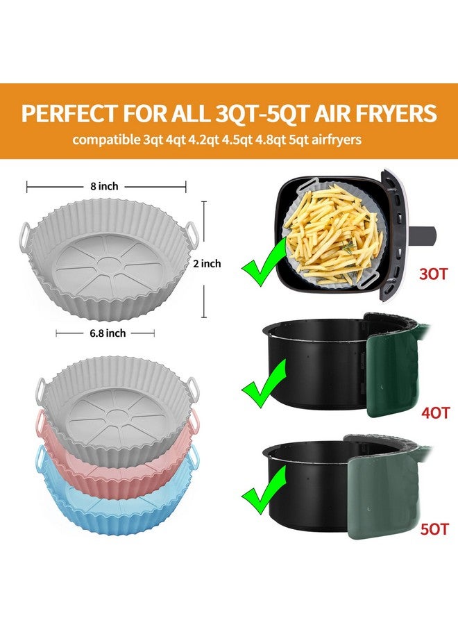 UOUYOO Air Fryer Silicone Pot,3 Pack Air Fryer Silicone Liners Fits 3Qt - 5Qt Air Fryer,Reusable Replacement Of Flammable Parchment Liner Paper Round Non Stick Air Fryers Basket Oven Accessories - Image 2