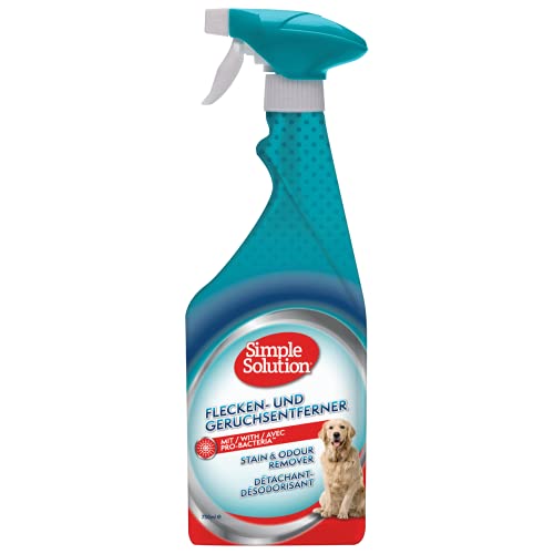 Simple Solution Dog Extreme Stain and Odour Remover, 3X Cleaning Power,Pro Bacteria and Enzymes Formula, Best for Feces, Vomit, Urine, Drool 750ml Spray Bottle - Image 1
