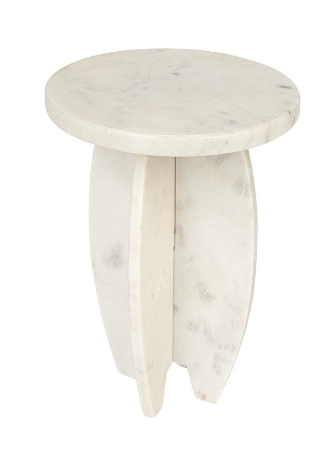 Creative Co-op قاعدة مطبخ رخامية من كرييتيف كوبر مع قاعدة متداخلة، بيضاء - Image 1