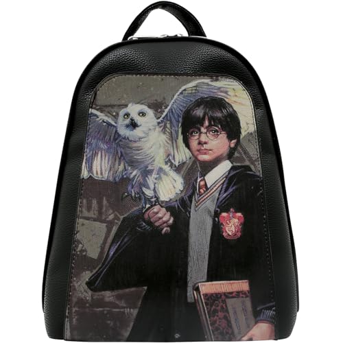 DOGO Small Backpack for Women - Vegan Leather and Unique Design Handmade Backpack Purse for Women, Harry And Hedwig Harry Potter Design - Image 1