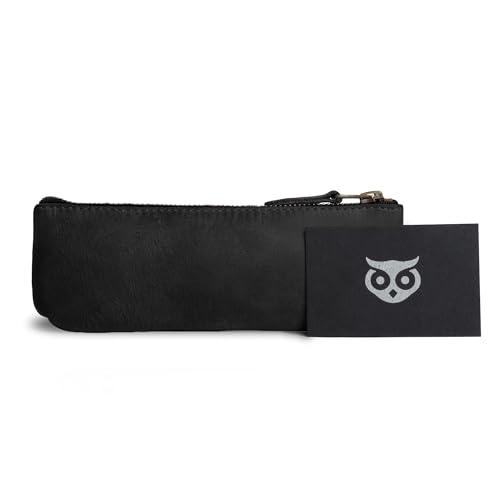 Hide & Drink, Rectangular Pencil Case, Pen & Marker Pouch for Men and Women, Flat Zippered Holder, Classic Style for Artists, Full Grain Leather, Handmade, Charcoal Black - Image 5