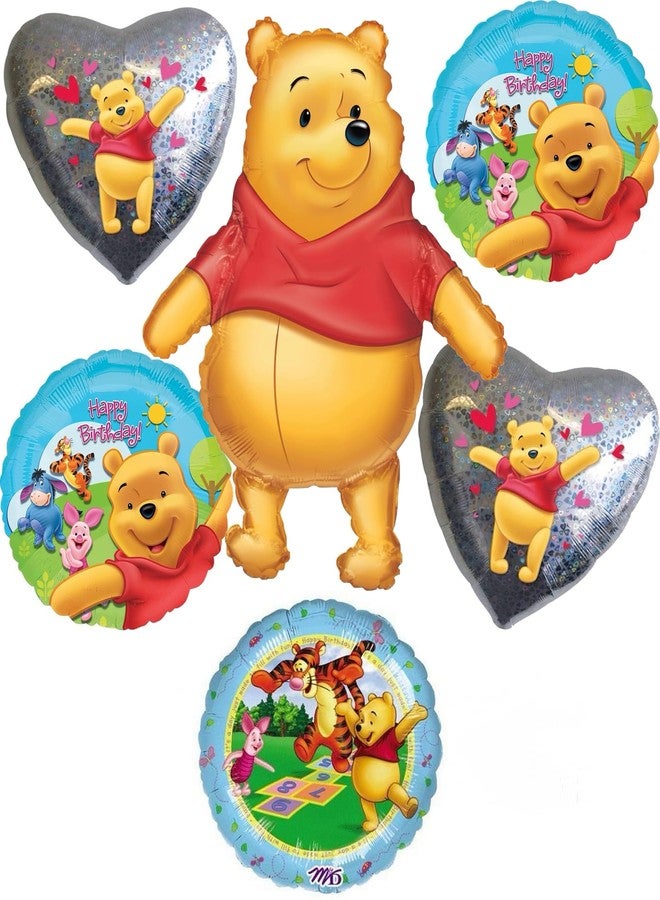 أناجرام مستلزمات حفلات عيد ميلاد ويني الدبدوب، باقة بالونات زينة 6 قطع - Image 2
