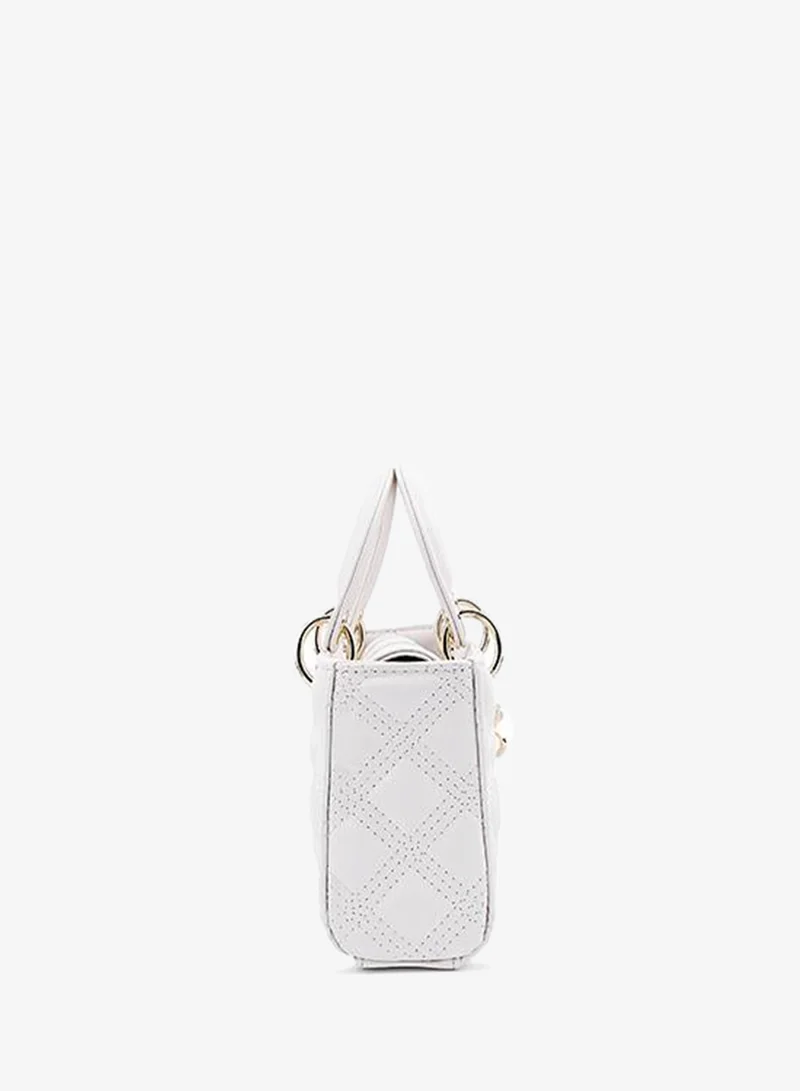 Cuple White Cuple Textured Zip Shoulder Bag for Women | Best Price UAE