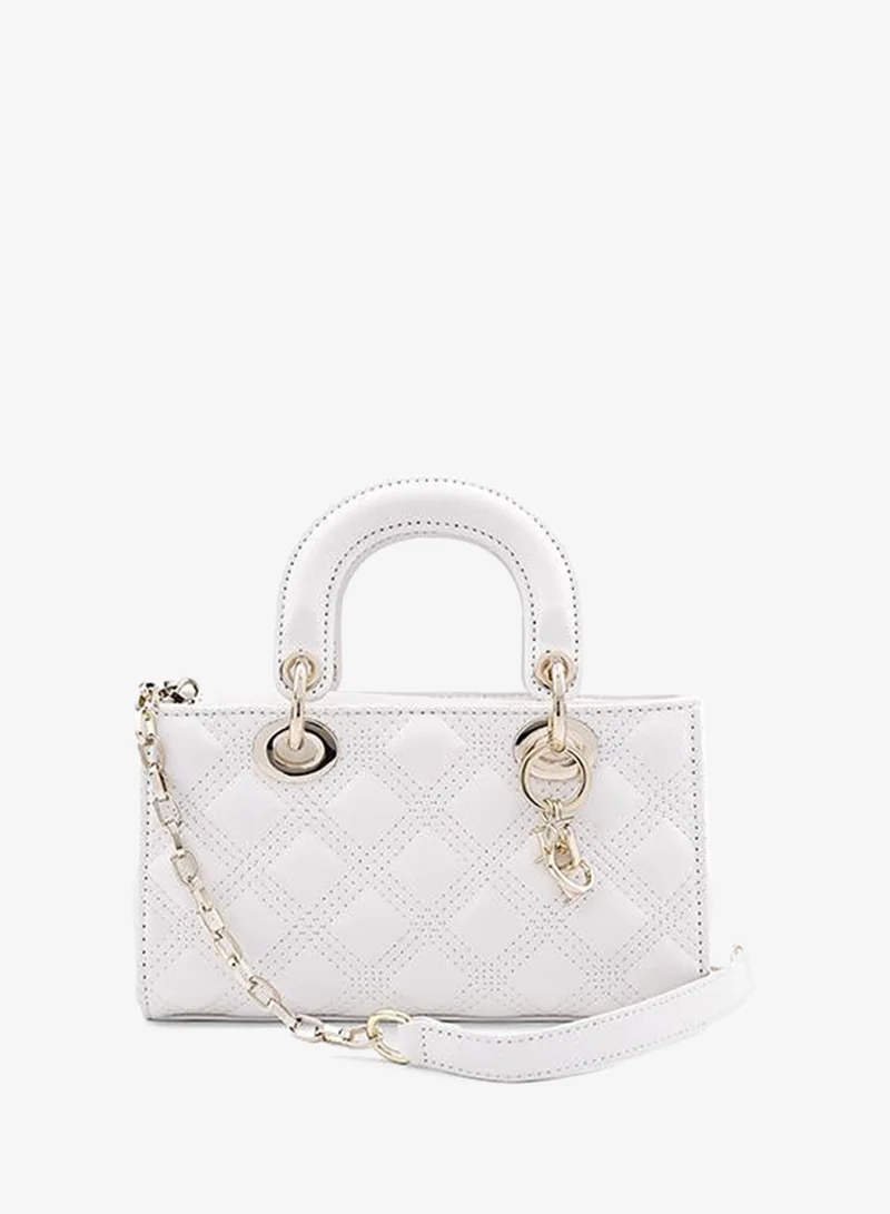 Cuple White Cuple Textured Zip Shoulder Bag for Women | Best Price UAE