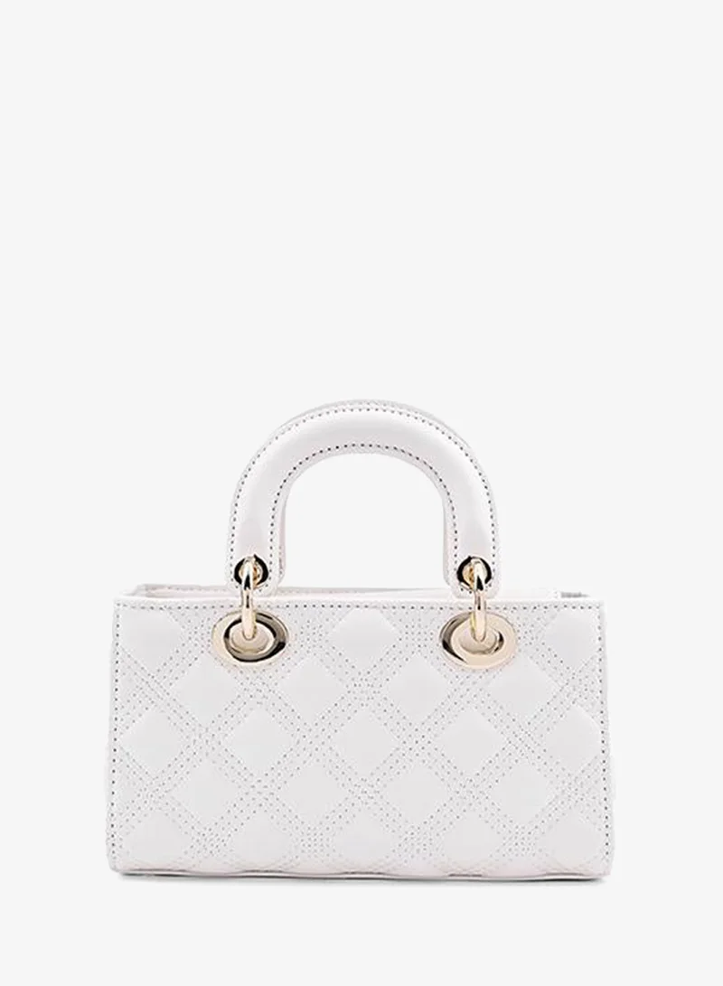 Cuple White Cuple Textured Zip Shoulder Bag for Women | Best Price UAE