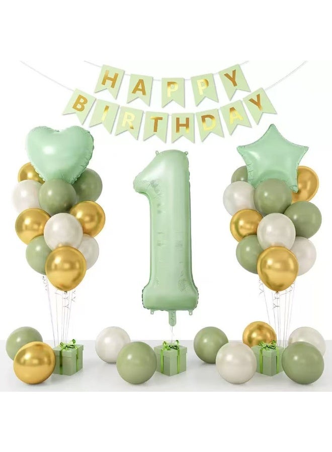 30Pcs 1st Birthday Party Decoration Set –  Balloons, Happy Birthday Banner, Number 1 Foil Balloon, Star & Heart Foil Balloons, Butterfly Stickers for Baby Shower & Kids Birthday - Image 5