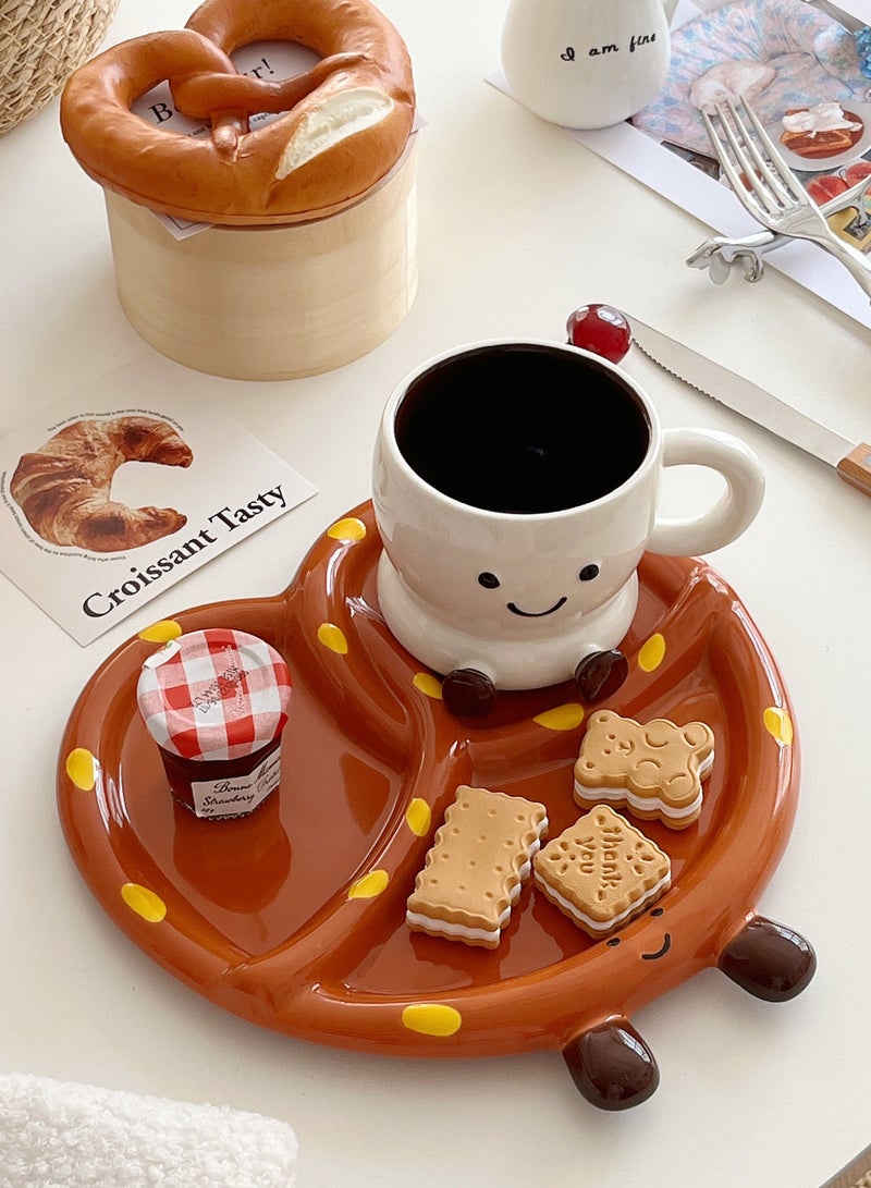 Paraphrase Adorable Pretzel Ceramic Snack Plate | Individual Serving Dish & Gift Box Set | Brown - Image 2