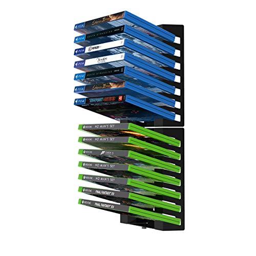 Monzlteck Video Game Case Storage Wall Mount for PS4, Xbox One, Xbox 360, Metal, Holds 14 Disc Boxes - Image 1