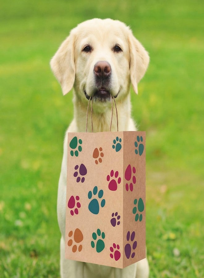 Tenceur 80 Pcs Dog Gift Bags Goodie Paw Puppy Paper Treat Bags Bulk with Handles 10.63 x 4.72 x 7.87 Inch Dog Themed Party Favors Shopping Holiday Kraft (Brown Colorful - Image 5