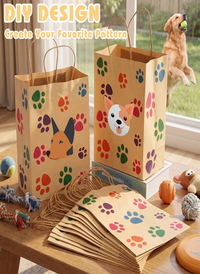 Tenceur 80 Pcs Dog Gift Bags Goodie Paw Puppy Paper Treat Bags Bulk with Handles 10.63 x 4.72 x 7.87 Inch Dog Themed Party Favors Shopping Holiday Kraft (Brown Colorful - Image 3