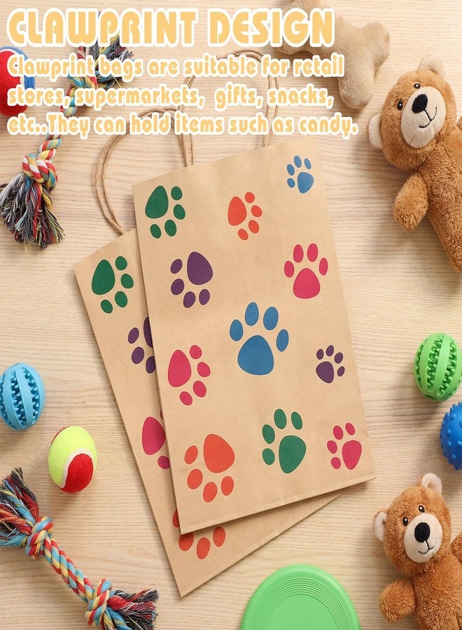 Tenceur 80 Pcs Dog Gift Bags Goodie Paw Puppy Paper Treat Bags Bulk with Handles 10.63 x 4.72 x 7.87 Inch Dog Themed Party Favors Shopping Holiday Kraft (Brown Colorful - Image 4