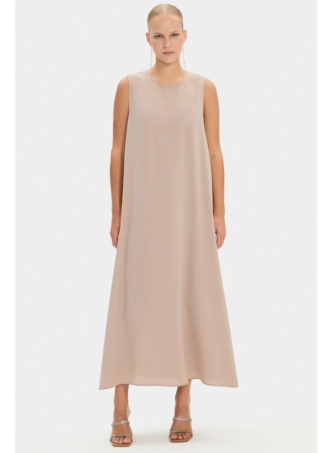 جون فستان ماكسي نسائي بنقوش الزهور وأكمام بالون - لون حجري - Image 5