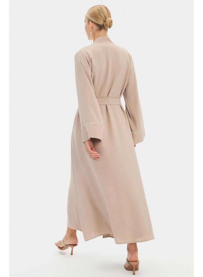 جون فستان ماكسي نسائي بنقوش الزهور وأكمام بالون - لون حجري - Image 4