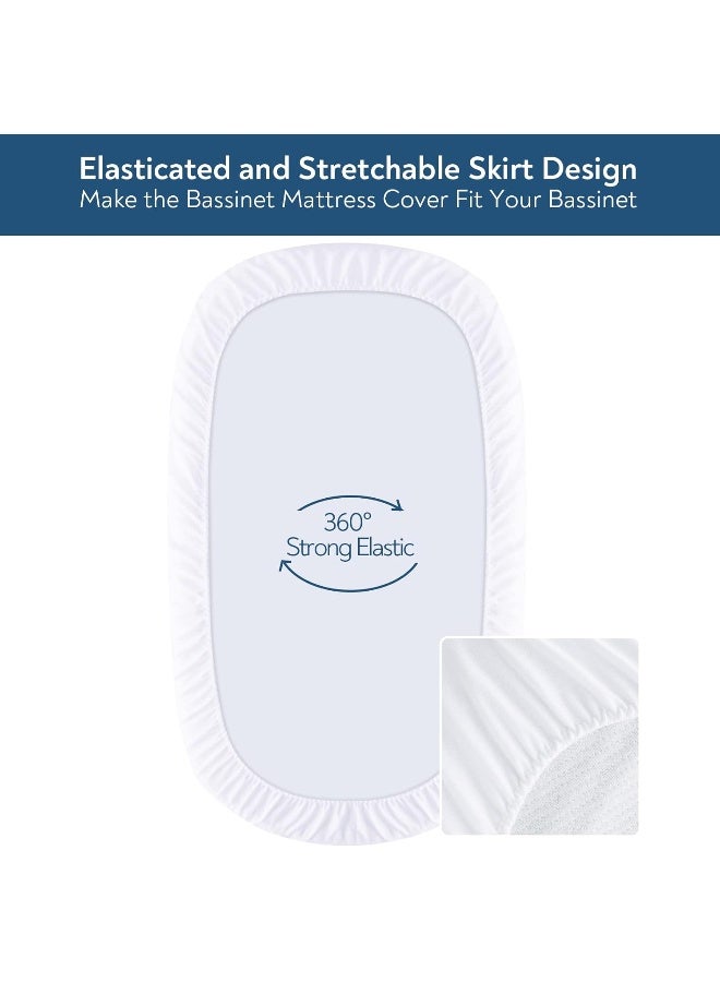 Magik & Kover Multiple Sizes(16 Sizes), Bassinet Mattress Pad Cover for UPPAbaby Bassinet, BABYBJORN Cradle and Moses Basket, Waterproof Quilted Bassinet Mattress Protector, Cotton Terry Surface, 2 Pack, 13" x 30"  - Image 4
