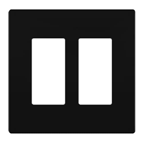 LIDER Matte Finish Double Decorator Switch Cover, Screwless Wall Plate, Mid-Size 2-Gang 4.88" x 4.92", Polycarbonate Thermoplastic, UL Listed, LSWP-32M-BK, Black - Image 1
