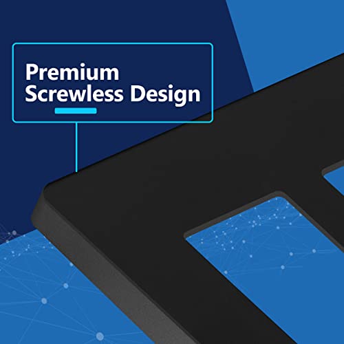 LIDER Matte Finish Double Decorator Switch Cover, Screwless Wall Plate, Mid-Size 2-Gang 4.88" x 4.92", Polycarbonate Thermoplastic, UL Listed, LSWP-32M-BK, Black - Image 2