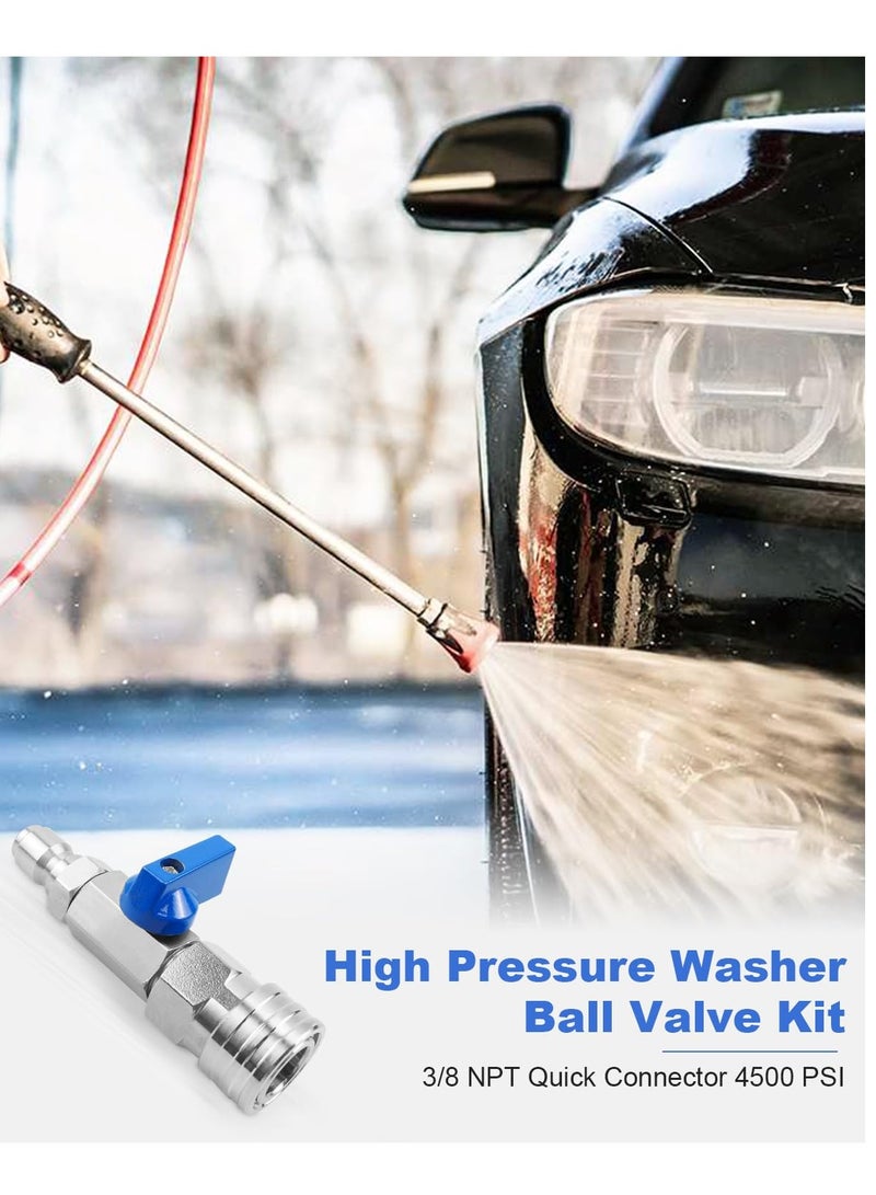 SYOSI Heavy Duty High Pressure Washer Ball Valve Kit 3/8 NPT Quick Connector 4500 PSI for Power Washer Hose Control Water Flow Switch with Raw Material Belt - Image 2