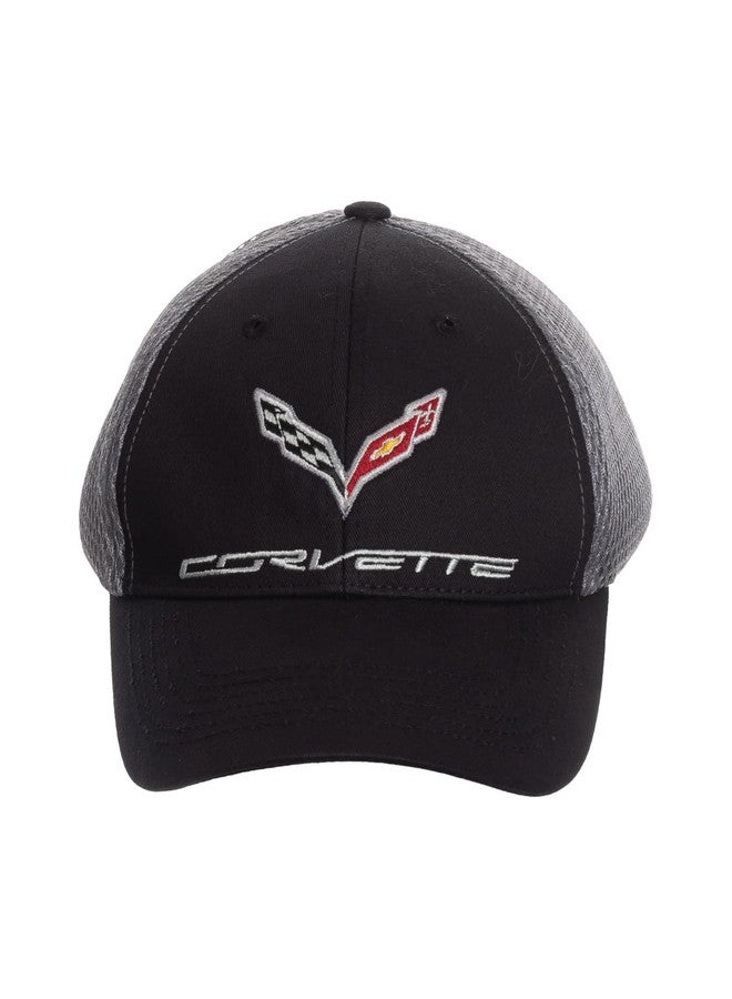 Calhoun Chevrolet Corvette Hat Black & Grey Mesh Trucker Cap C7 Logo Adjustable Snapback - Image 2