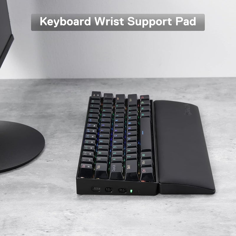 REDRAGON P035 Meteor S Computer Keyboard Wrist Rest Pad, Ergonomic Soft Memory Foam Wrist Rest W/Anti-Slip Rubber Base, 60% 61 Keys Compact Size 11.38 X 2.87 In, 0.78 Inch (20Mm) Height, Black - Image 2