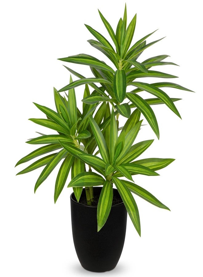 GnFlus Faux Plants Dracaena Artificial Plant Realistic Green 16.1" Fake Plants in Pot Small Indoor Plants Fake Potted Plants Artificial Decor for Home Living Room Bathroom Office House Table Desk Shelf - Image 1