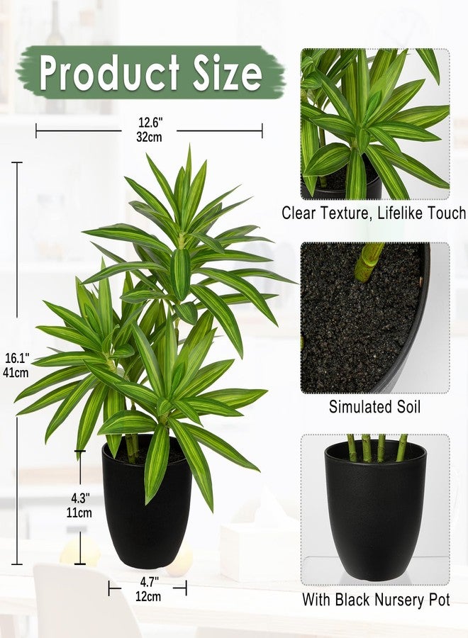GnFlus Faux Plants Dracaena Artificial Plant Realistic Green 16.1" Fake Plants in Pot Small Indoor Plants Fake Potted Plants Artificial Decor for Home Living Room Bathroom Office House Table Desk Shelf - Image 3