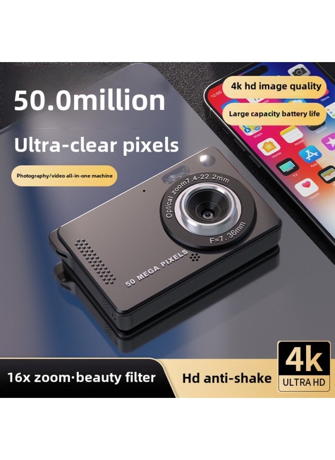 Generic - HD Digital Camera Ccd Student Party Retro Home Old-fashioned Camera Campus Card Machine Video Camera-color:M08 Black-HD Large Screen - Image 1