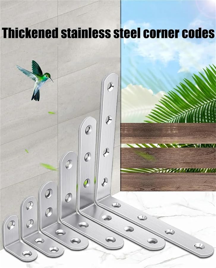 Stainless Steel L Shaped 90 Degree Angle Corner Brackets Fasteners Protector No 15 38x65 - Image 4