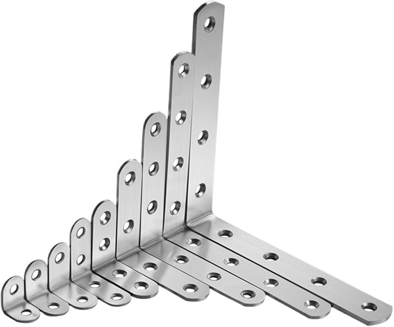 Stainless Steel L Shaped 90 Degree Angle Corner Brackets Fasteners Protector No 15 38x65 - Image 2