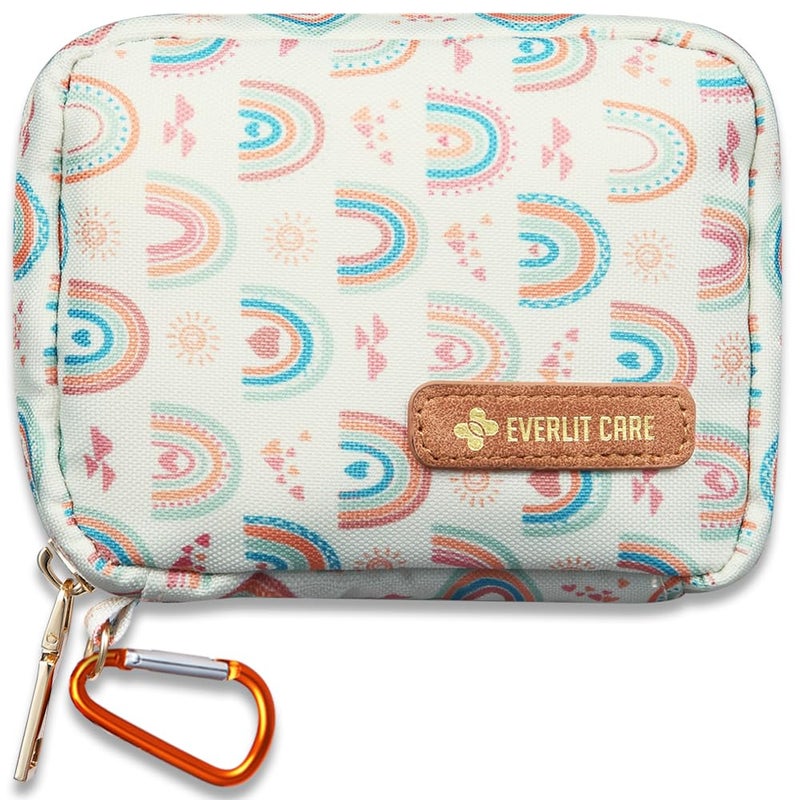 EVERLIT CARE EVERLIT Mini Rescue Pack 105 Medical Essentials Organized in Portable Storage Bag Pocket Size Kids First Aid Kit with D Ring Small FamilyFriendly Travel Medical Kit Rainbow