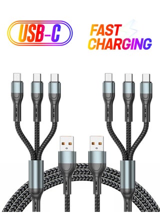 2-Pack Charger Cable for Type-C, Micro USB and IP Smartphones, 3-in-1 Super Fast USB Charging Cord Compatible with Game Controllers and Airpods, 4ft - pzsku/Z25B84FD2E191EC85D59AZ/45/_/1738234238/29f262e6-d020-40bc-a65b-72ec3621fc57