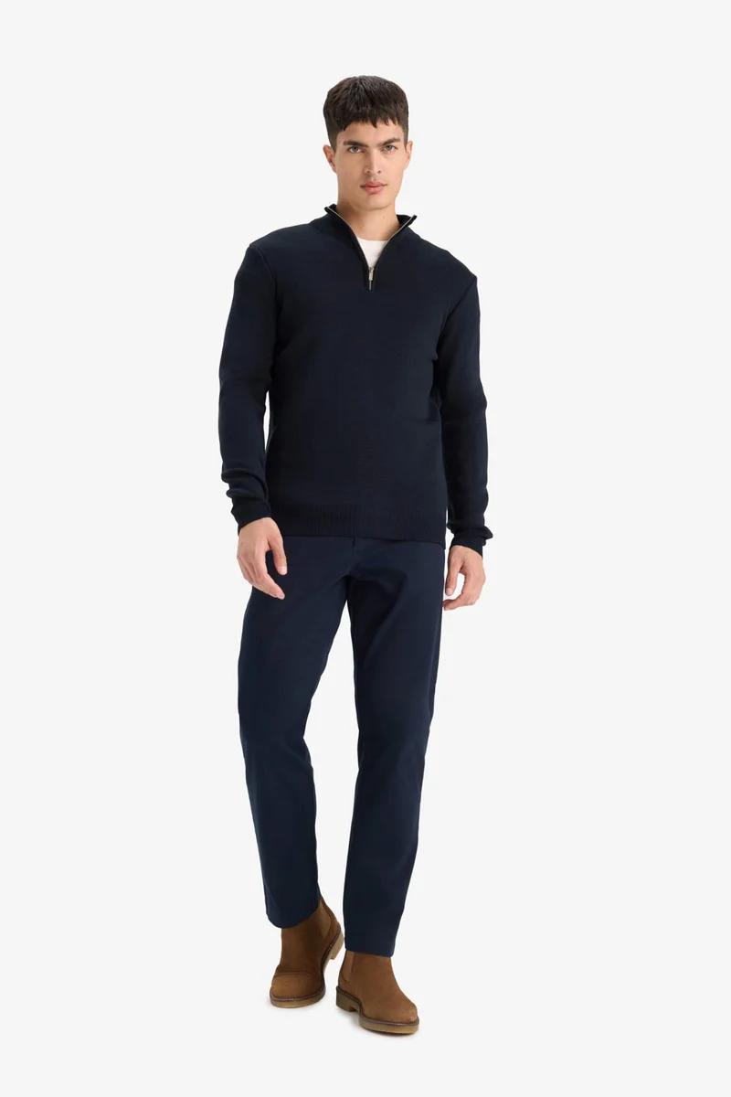 DeFacto Standard Fit Half Zippered Basic Knit Pullover